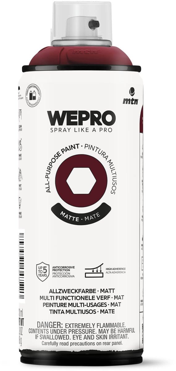 Spuitbus Rood Bordeaux Mat MTN WEPRO ALL-PURPOSE PAINT 400ML