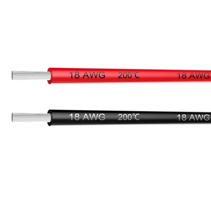 18 AWG Siliconen Draadset – 2,5 m Rood + 2,5 m Zwart – Flexibele Vertinde Koperkabel – Hittebestendig rood/zwart