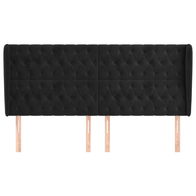 vidaXL - Hoofdbord - met - randen - 183x23x118/128 - cm - fluweel - zwart