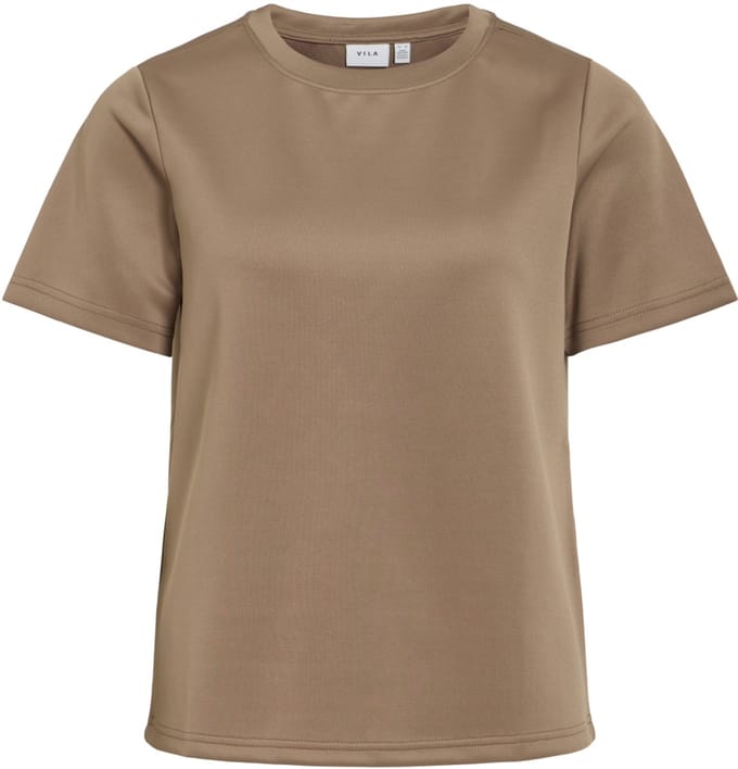 Vila T-shirt Viloana S/s Light Scuba Top 14118971 Brown Lentil Dames Maat - L