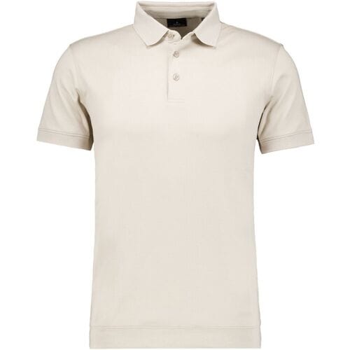 Ragman Pima Cotton Uni Color Polo Bottom Rib Licht Beige / male