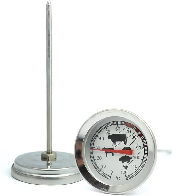 Vleesthermometer 14 x 5,5 x 5,5 cm - 0 - 120 graden - braadthermometer RVS-Meat thermometer