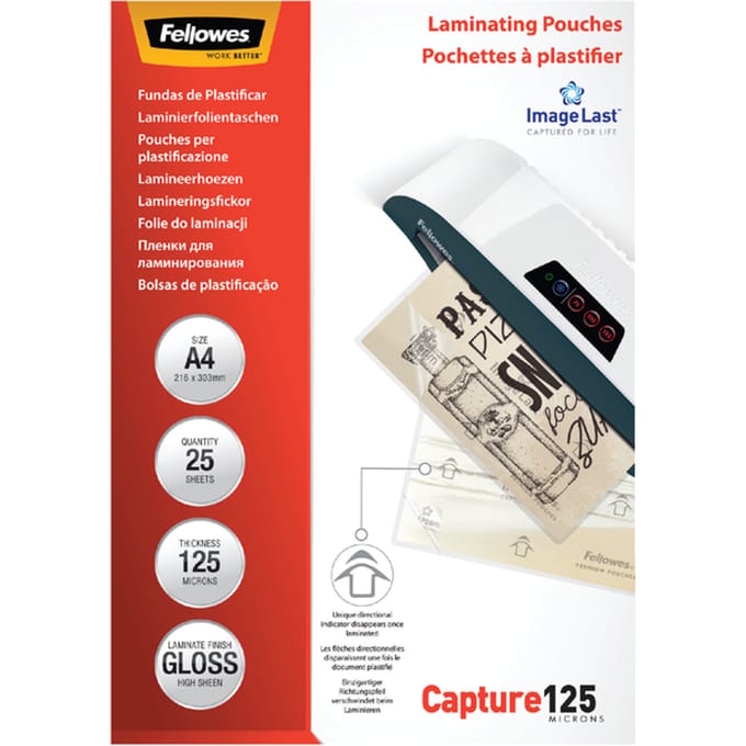 Fellowes lamineerfolie ImageLast, glanzend, A4, dikte 125 micron, 25 stuks