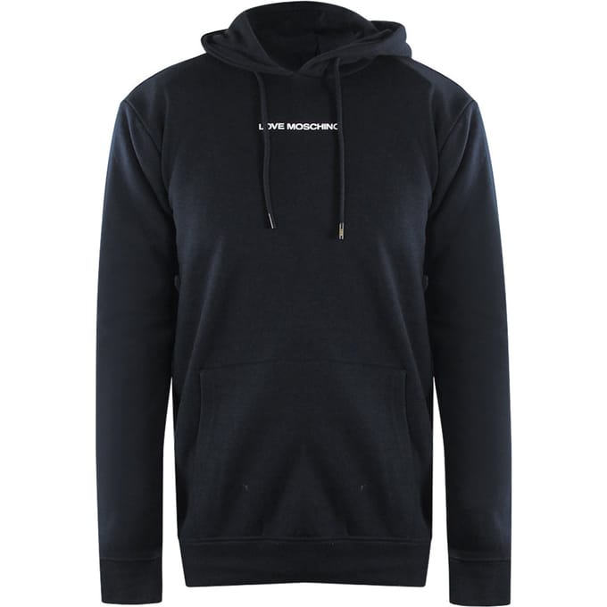 Love Moschino Effen Logo Zwarte Hoodie