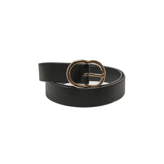 Urban Classics - Small Ring Buckle Riem - M - Zwart/Goudkleurig