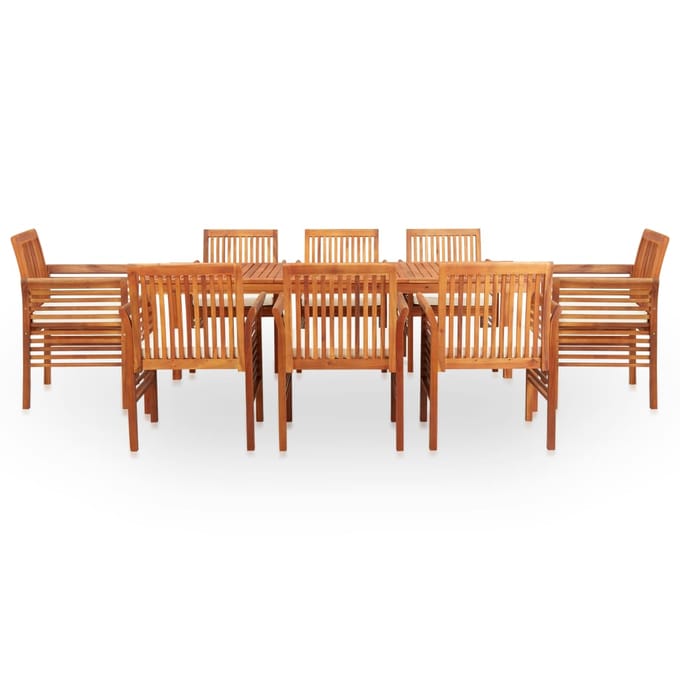 vidaXL - 9-delige - Tuinset - met - kussens - massief - acaciahout
