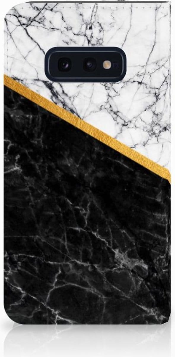 Samsung Galaxy S10e Standcase Marmer Wit Zwart - Origineel Cadeau Man
