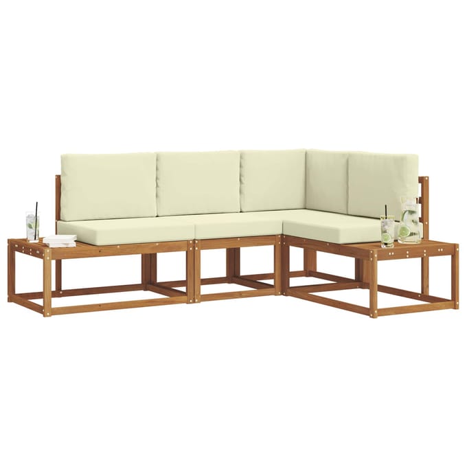vidaXL - 4 - st - Buiten - bank - set - Massief - Acacia - Hout - en - Polyester