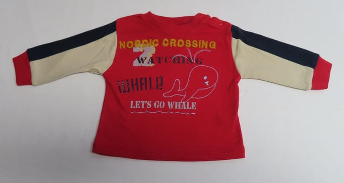 T shirt met lange mouwen - Jongens - Rood - Walvis - 3 maand 62