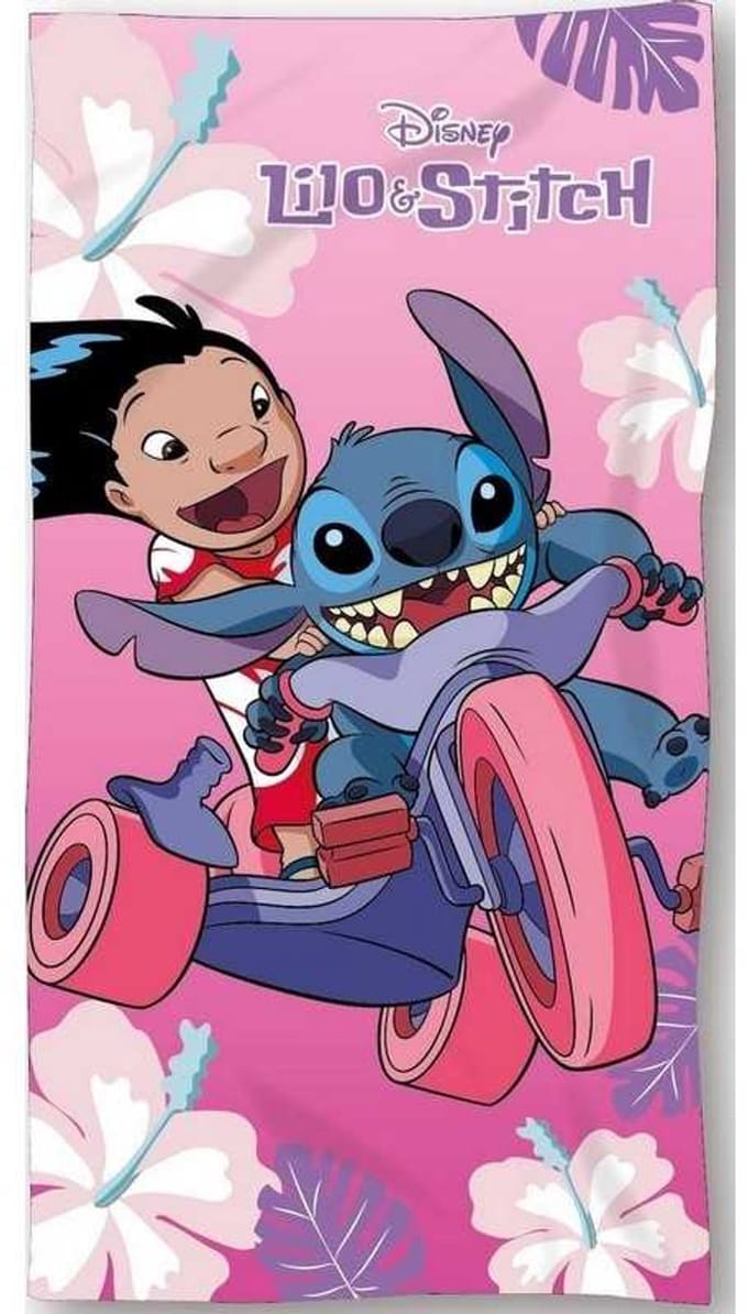 Disney - Lilo & Stitch - Strandlaken - Handdoek - 70x140Cm - Sneldrogend Microvezel - Roze
