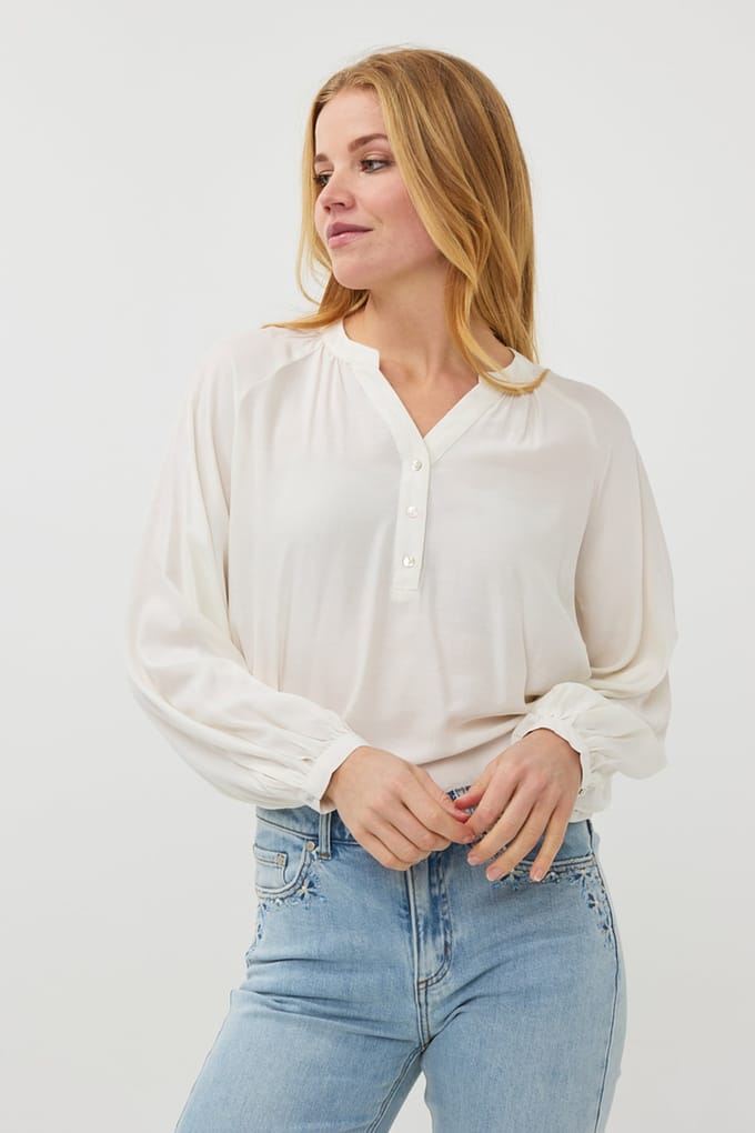EsQualo Blouse R-neck Raglan Off White Maat: 44 | Longsleeves Outlet | Dames | Wit