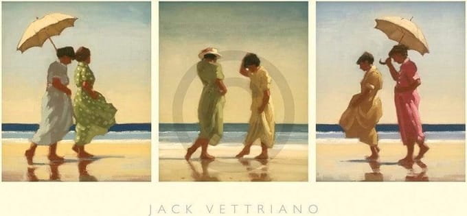 Kunstdruk Jack Vettriano - Summer Days Triptychon 70x36cm
