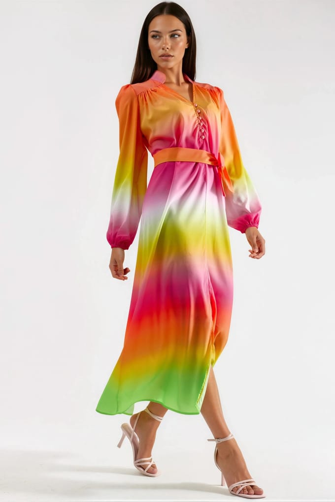 Ombre Maxi Jurk met Riem