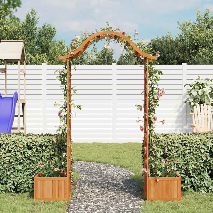 vidaXL - Pergola - met - plantenbak - massief - vurenhout