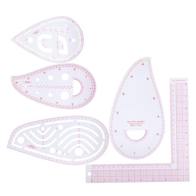 Ensemble de 5 règles courbes multifonctions avec échelle intégrée, en forme de L, pour vêtements white