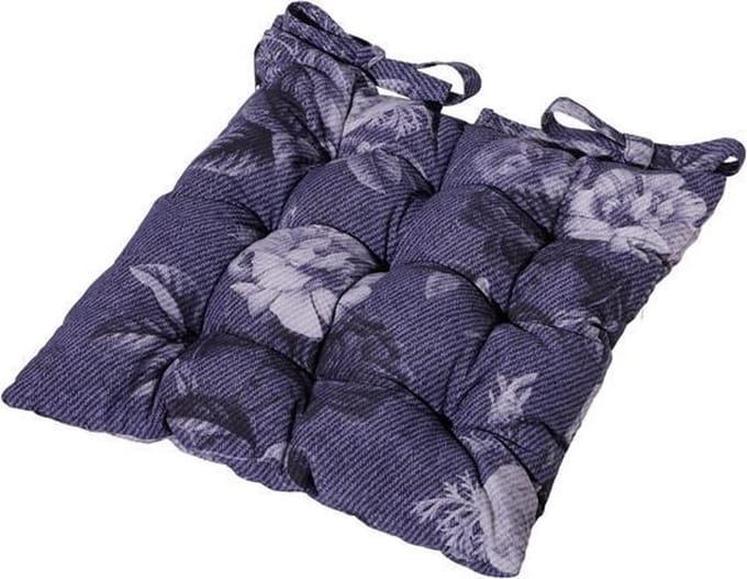 Madison bistro tuinkussen Denim flower 46x46 cm - blauw