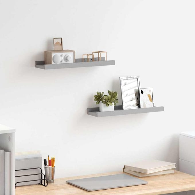 vidaXL - Fotoplanken - 2 - st - 40x9x3 - cm - MDF - grijs