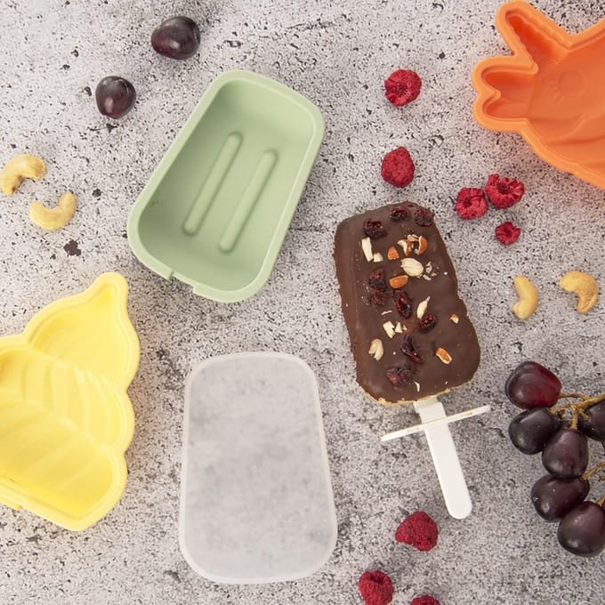Moule à Glaces Sorbet Forme pour Glaces sur Bâtonnet Silicone avec Couvercle Orion 154402
