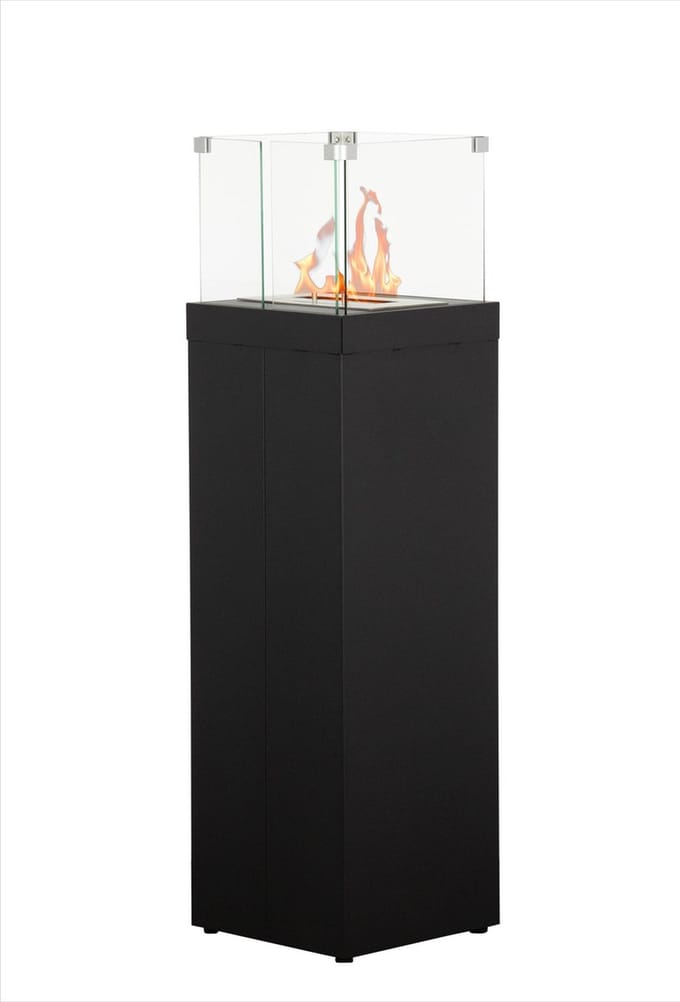 Green Flame bio-ethanol Heater - L 33 x B 33 x H 120 cm - RVS - Zwart
