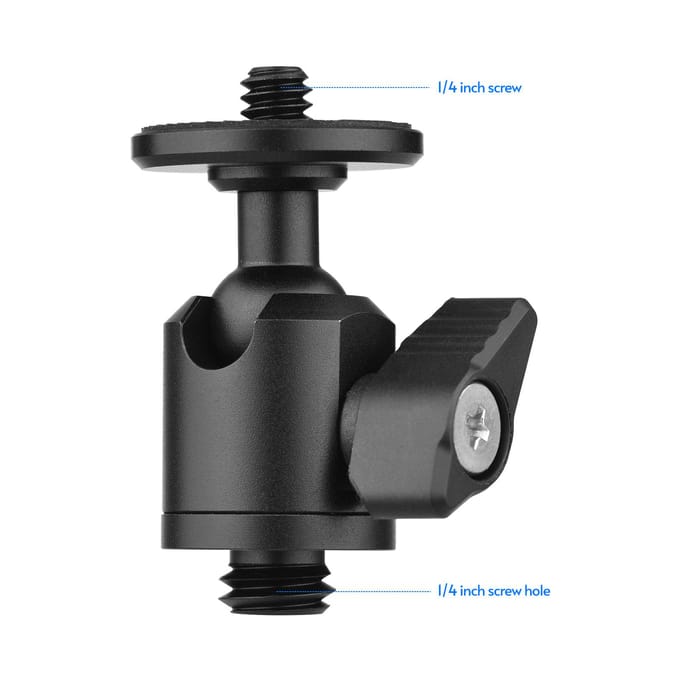 Andoer Mini Balhoofd Adapter Camera Statief Balhoofd Montage Aluminium Legering 1/4 Inch Schroefconnector Bottom Screw black