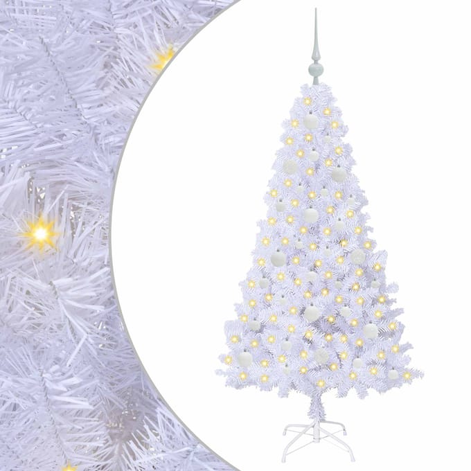 vidaXL - Kunstkerstboom - Wit - 150 - cm - PVC - en - Staal
