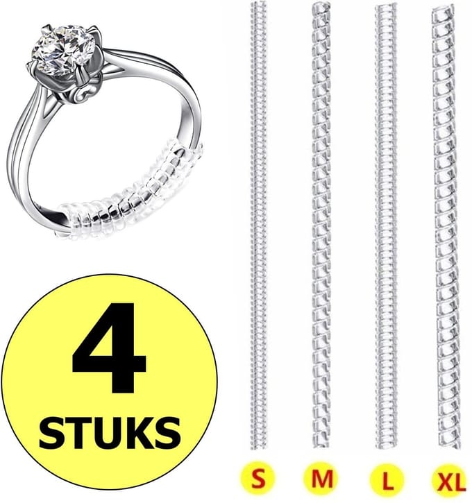 Fako Bijoux® - Ringverkleiner Set - Ring Verkleiner Onzichtbaar - 4 Stuks - Transparant