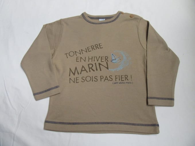 petit bateau , jongens , t-shirt met lange mouw ,camel , 4 jaar 102
