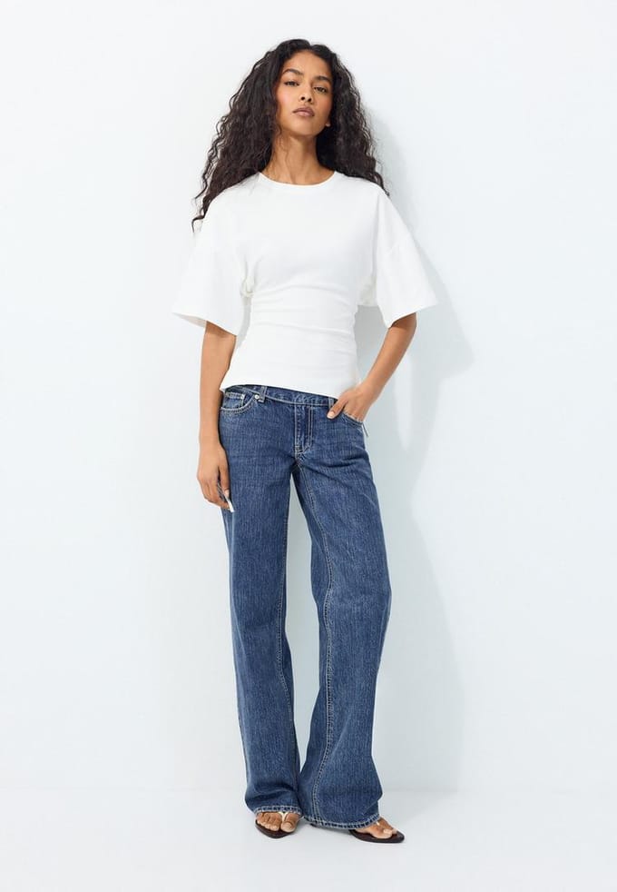 Stradivarius T-shirt met strikdetails aan de zijkant  Ecru S