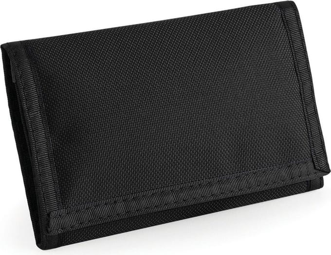 Bagbase Portemonnee - zwart - 13 x 18 cm - portefeuille met klitteband