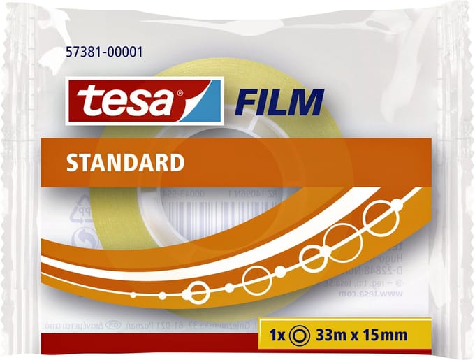 Plakband tesafilm® Standaard 33mx15mm transparant | 30 stuks