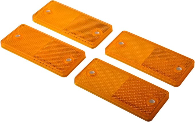 Oranje/gele reflector 90x40 mm - schroefgaten - 4 stuks
