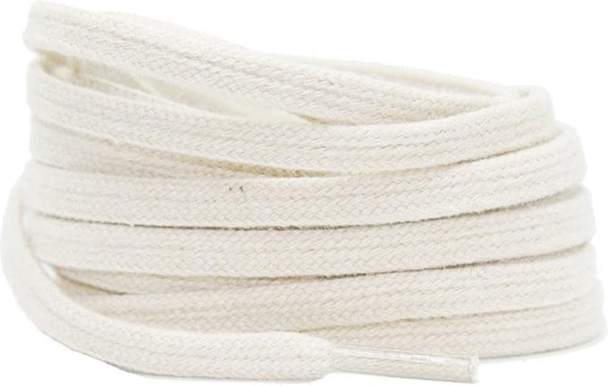 Platte katoenen veters 6mm Gebroken Wit 120cm - sneakers