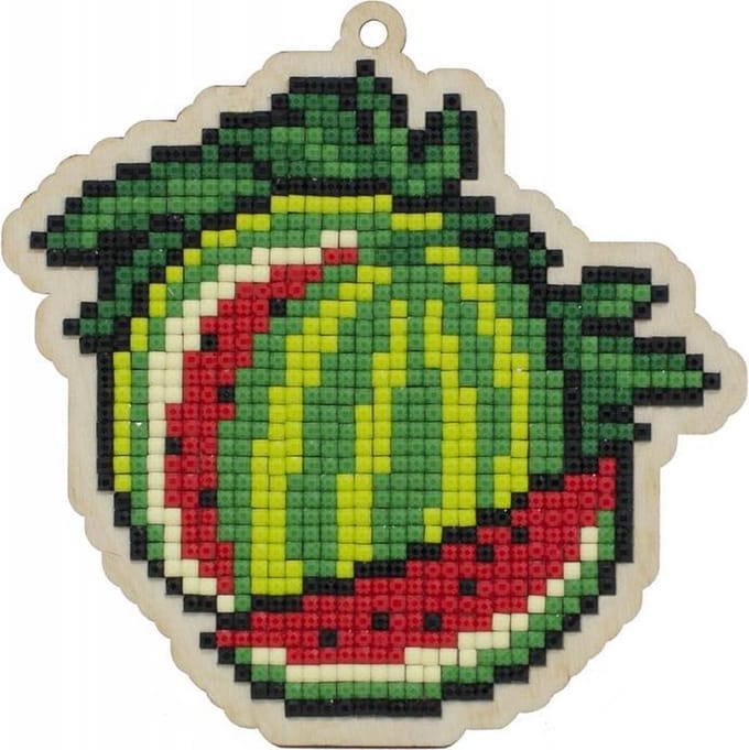 DIY-KIT Wizardi Diamond Painting Charm - Watermeloen - 10,9x10,9 cm