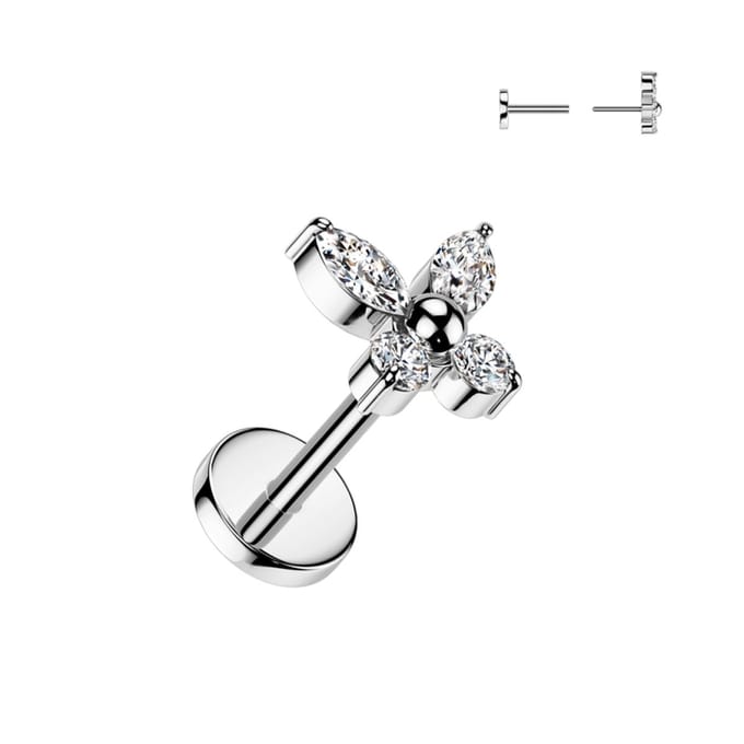 Piercing titanium vlinder push in 0.8x6 - zilver - LMPiercings