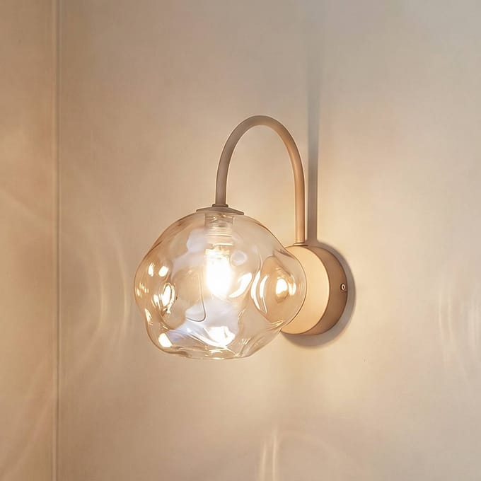TK Lighting Wandlamp Lava, beige, glas, hoogte 21 cm, G9