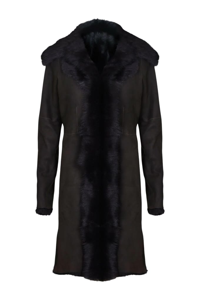 Dames bruine Toscaanse schapen suède trenchcoat - Celeste