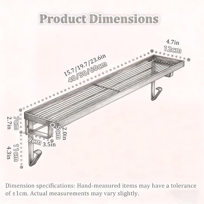 Radiatorplank Opbergrek - Extra Opbergruimte - Ruimte Maximaliseren - Gereedschapsloze Montage - 40cm - Wit