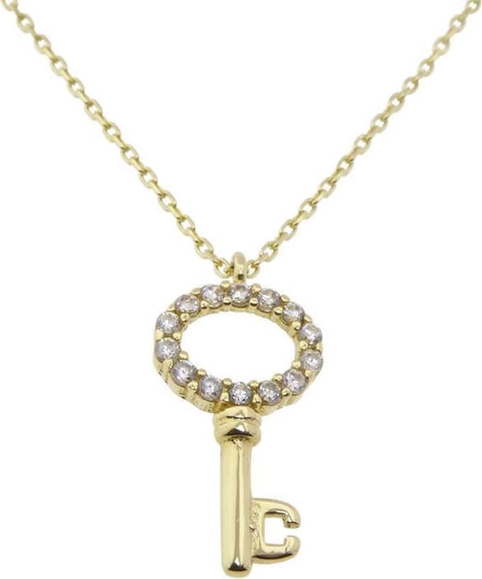 Gouden zirkonia sleutel hanger