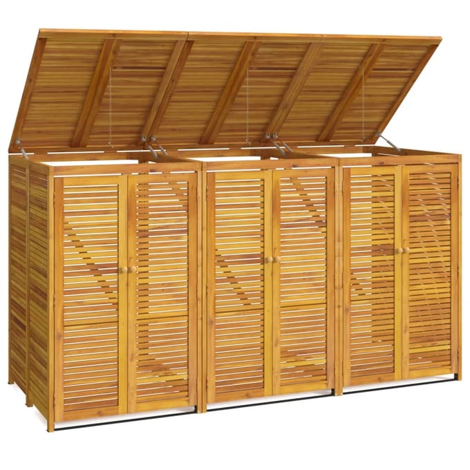 vidaXL - Afvalbakberging - drievoudig - 210x89x117 - cm - massief - acaciahout