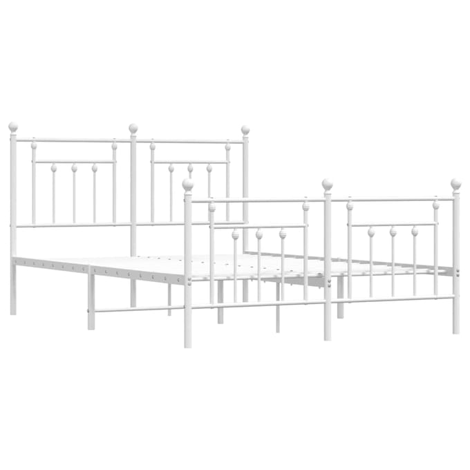 vidaXL - Bedframe - met - hoofd- - en - voeteneinde - metaal - wit - 140x200 - cm