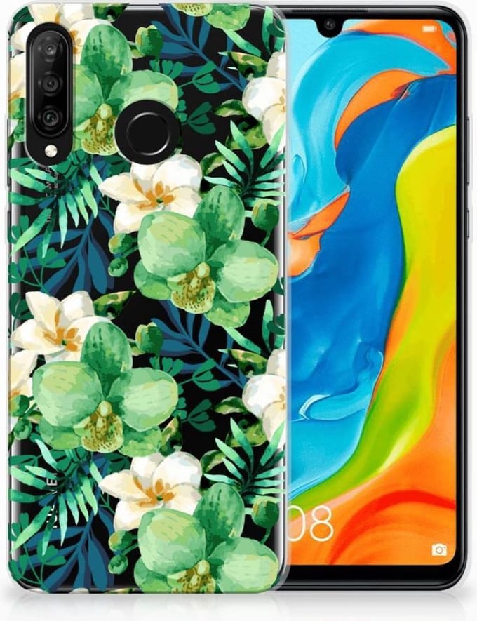 Back Cover voor Huawei P30 Lite TPU Case Orchidee Groen