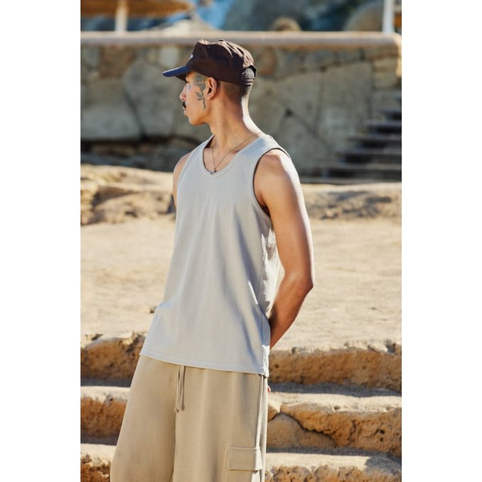 Essential Regular Fit Waffle Vest | White | Size Small
