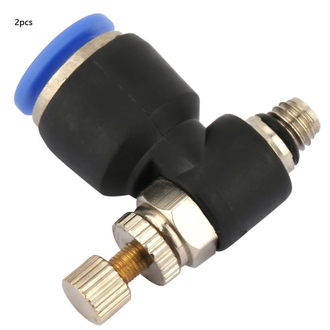 2 stuks Buis Luchtstroomsnelheidsregelaar Pijp Pneumatische Fitting Regelventiel(SL6M5)