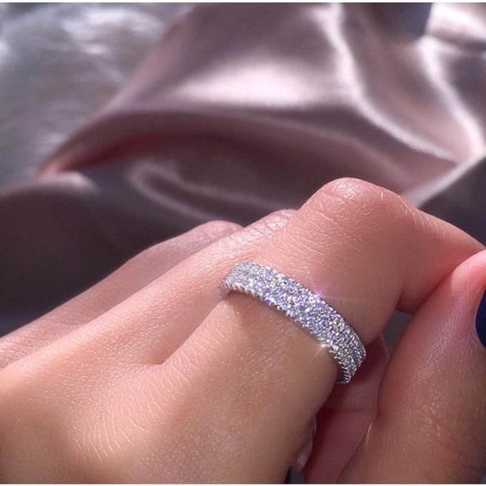 Nieuwe Eenvoudige Drie Rij Diamanten Set Sieraden Mode Bruid Prinses Ring Dames Hand Sieraden No. 10 black