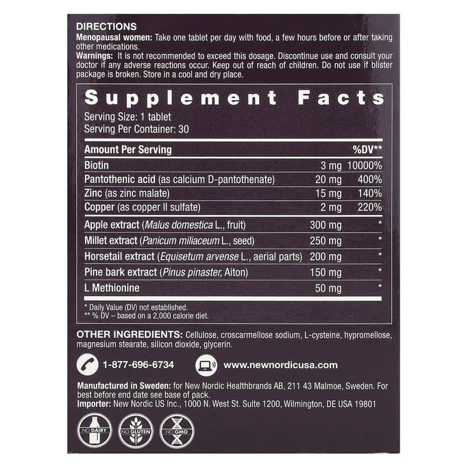 New Nordic, Haarvolume™ Menopauze, 30 Tabletten