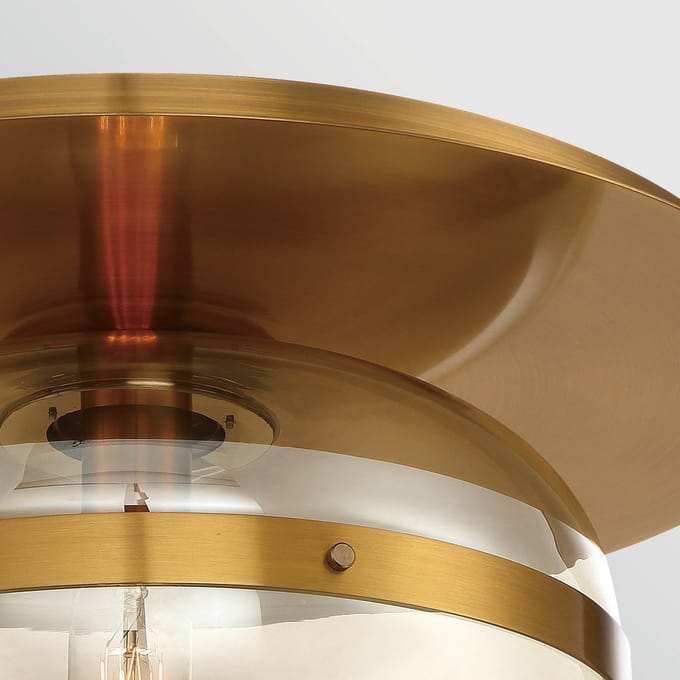 Quintiesse Plafondlamp NOTTINGHAM, antiek messing, Ø 35 cm, glas/metaal