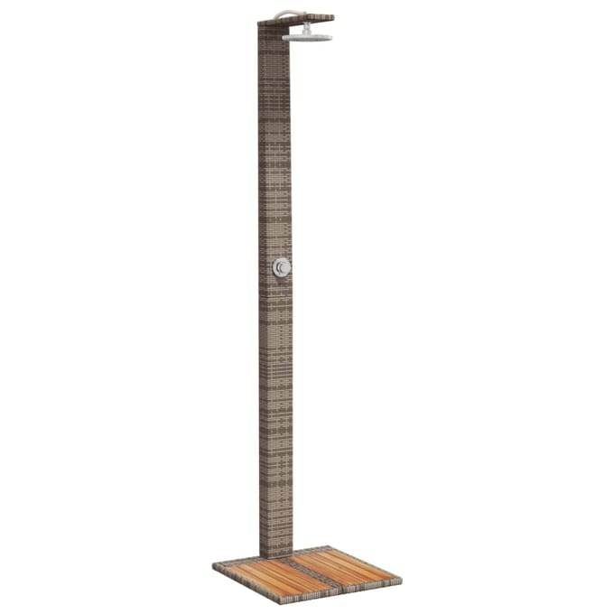 vidaXL - Buitendouche - 50x55x224 - cm - poly - rattan - en - acaciahout - grijs
