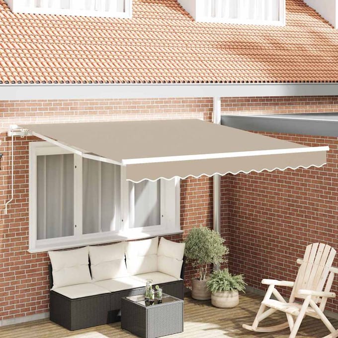vidaXL - Uitschuifbare - luifel - Beige - 350 - x - 250 - cm - Polyester - en - Aluminium