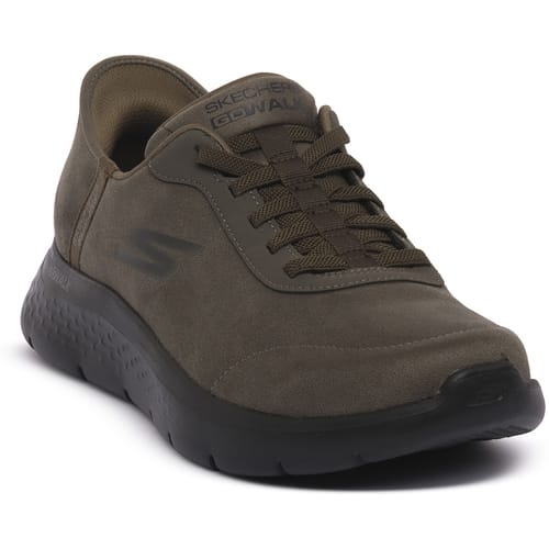 Skechers Go Walk Flex Hands Free Slip-In heren sneaker - Kaki - Maat 44