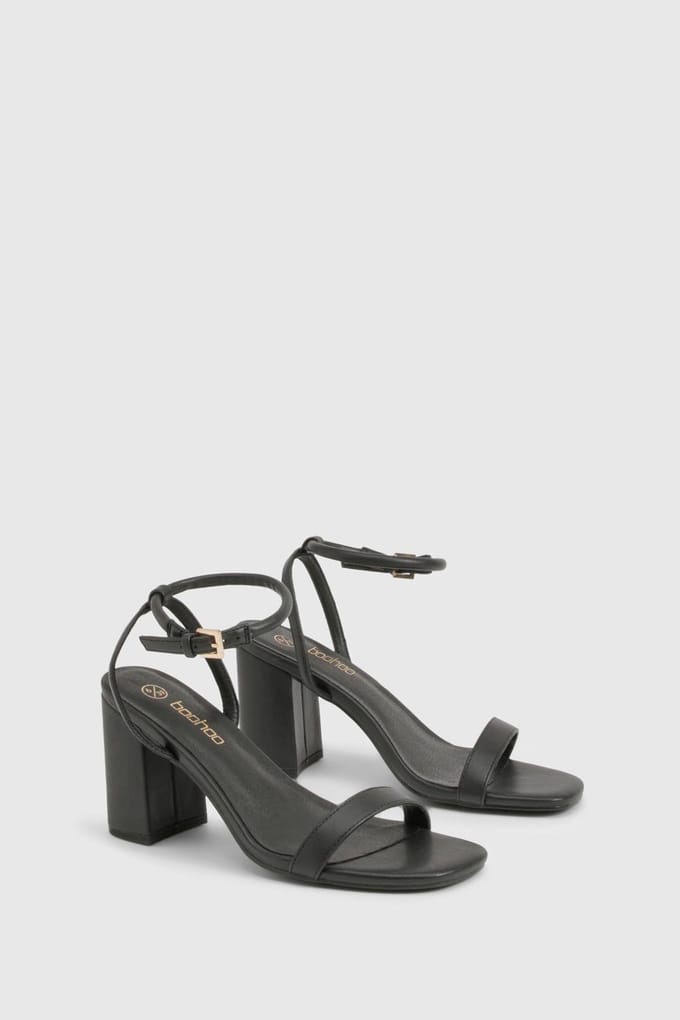 boohoo Dames 2-delige Mid Block Hakken | Black | Maat: 8